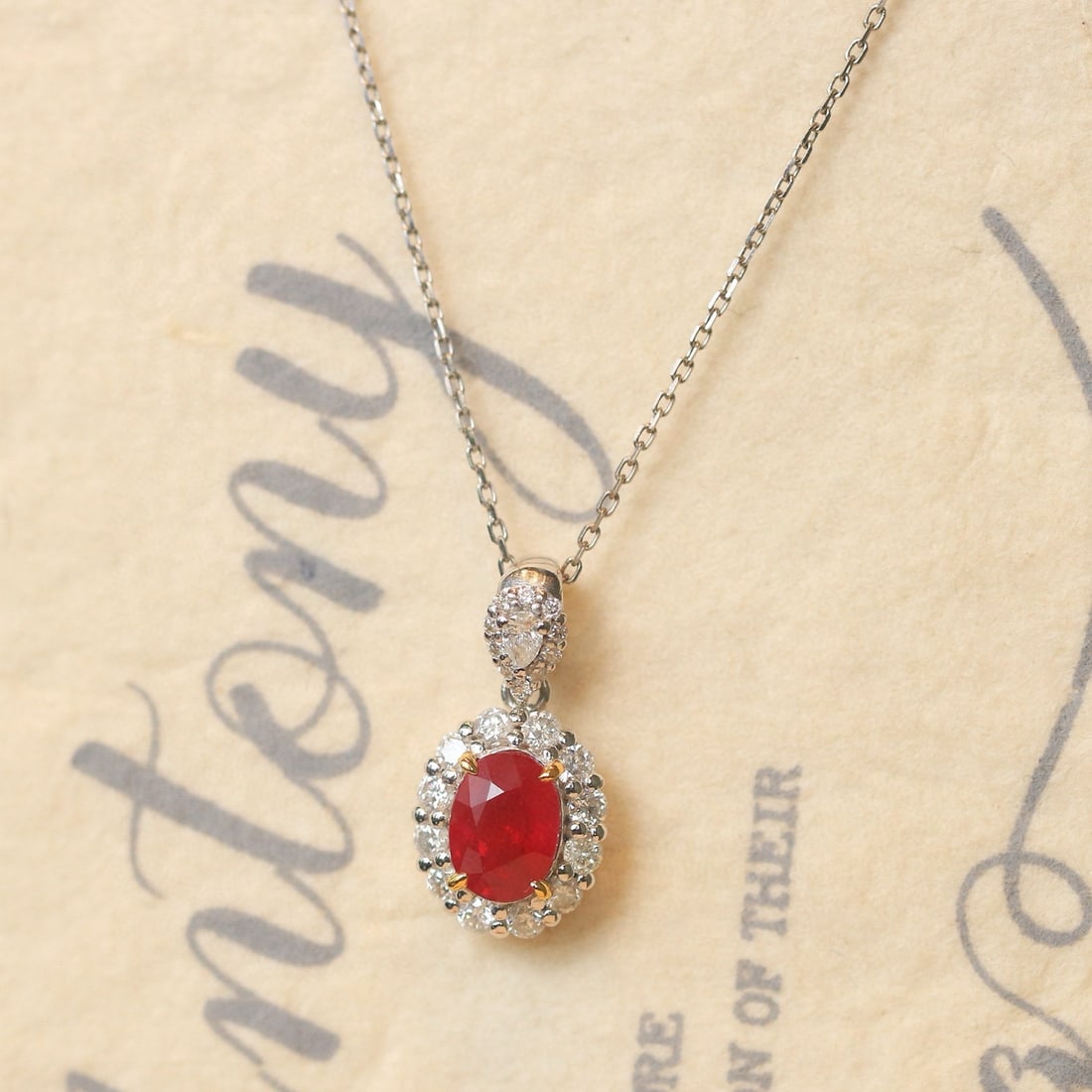 14k Gold 1.45 Ctw Natural Ruby & Diamond Pendant( Without Chain ) - 3