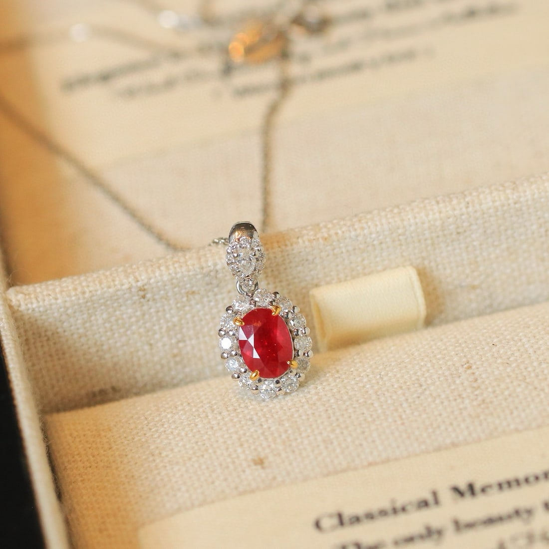 14k Gold 1.45 Ctw Natural Ruby & Diamond Pendant( Without Chain ) - 4