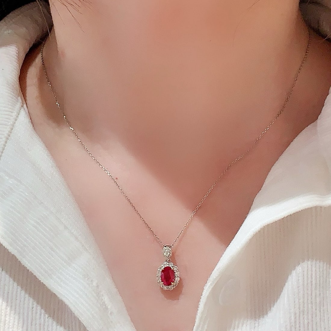 14k Gold 1.45 Ctw Natural Ruby & Diamond Pendant( Without Chain ) - 5