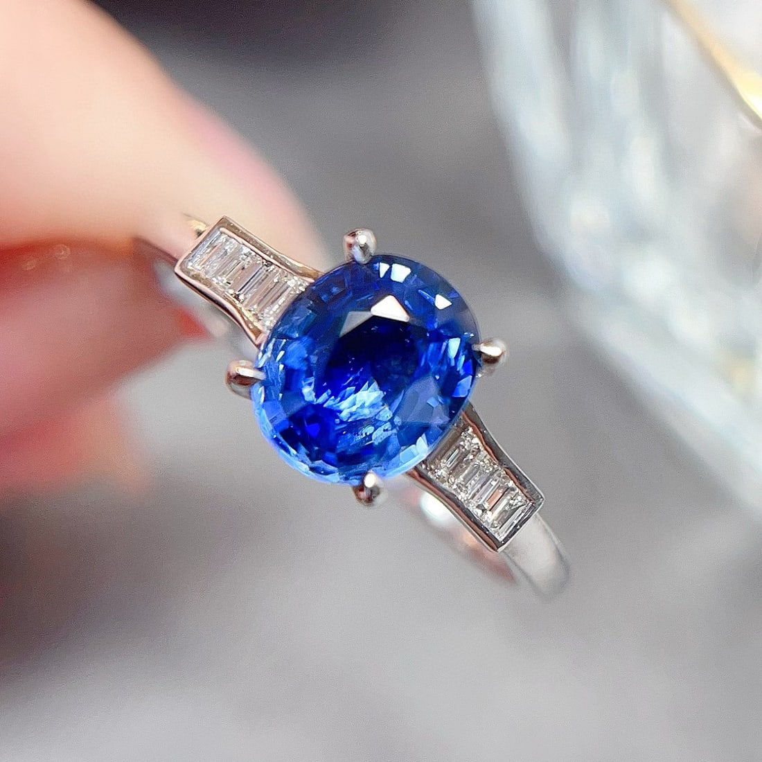 14k Gold 1.58 Ctw Natural Sapphire & Diamond Ring - 2