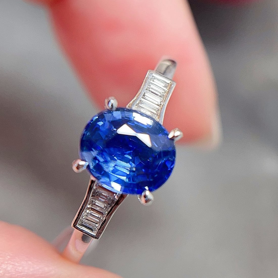 14k Gold 1.58 Ctw Natural Sapphire & Diamond Ring - 3