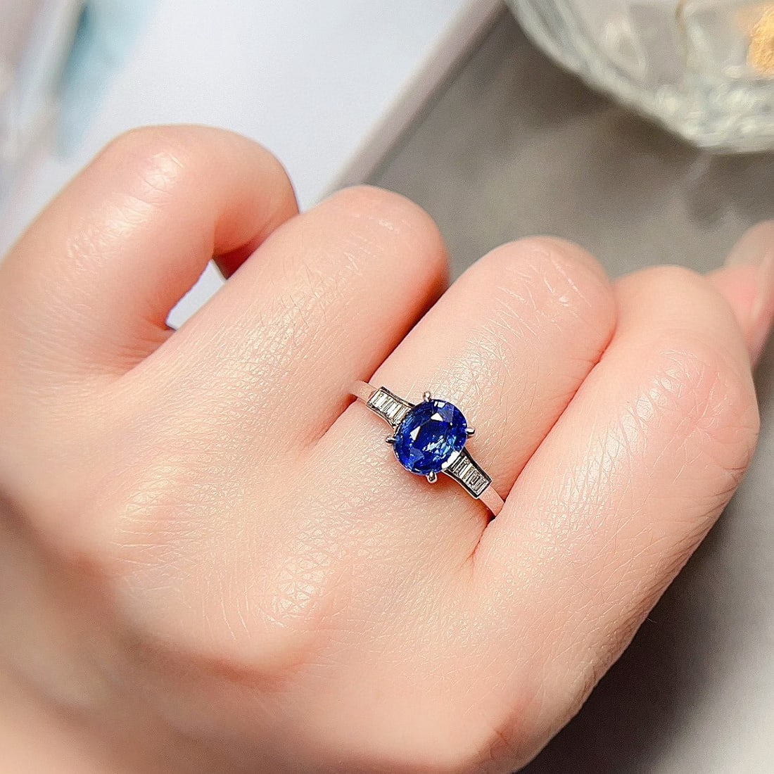 14k Gold 1.58 Ctw Natural Sapphire & Diamond Ring - 4