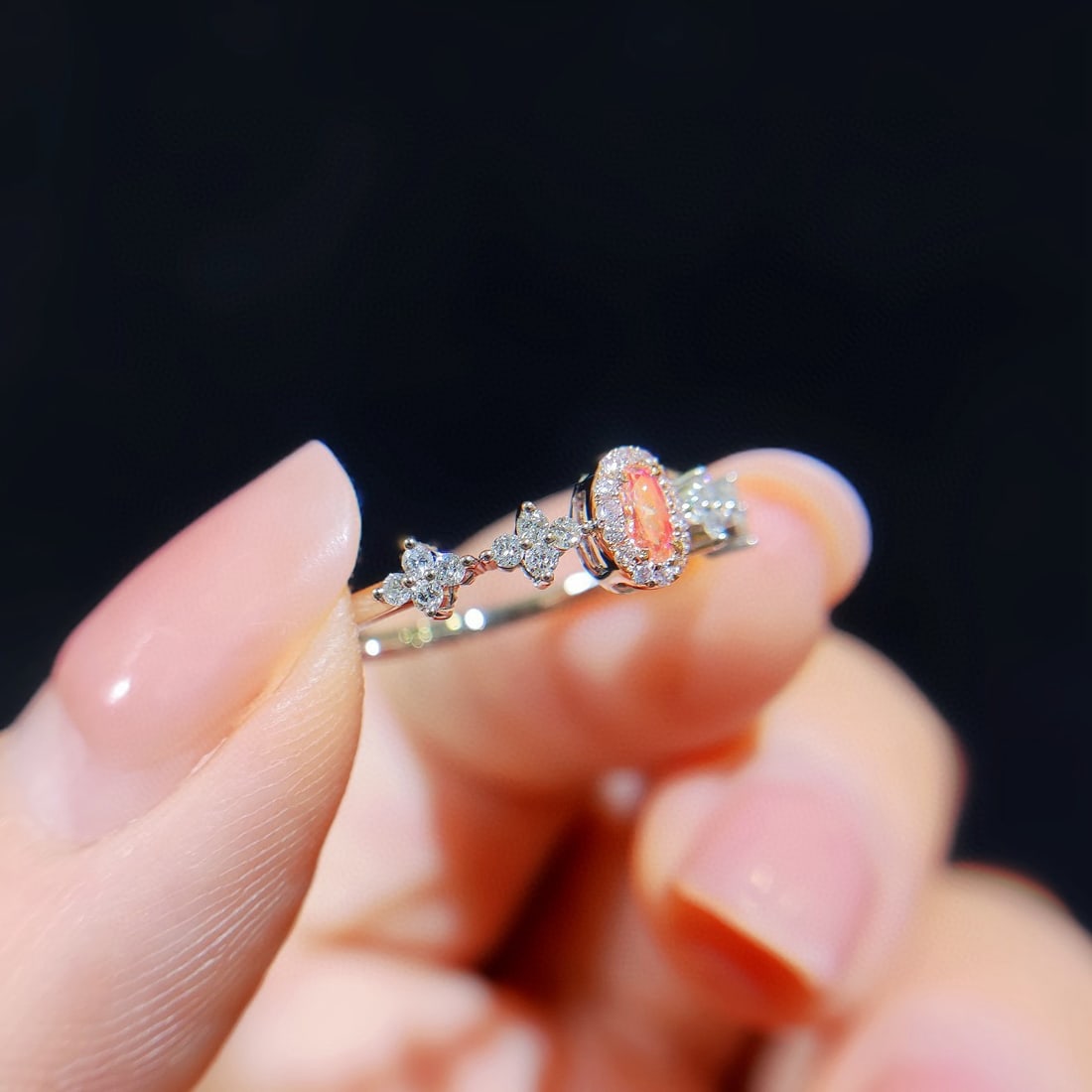 14k Gold 0.24 Ctw Natural Pink Diamond & Diamond Ring - 2
