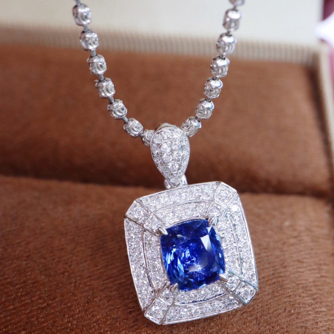 14k Gold 1.31 Ctw Natural Sapphire & Diamond Pendant( Without Chain ) - 5