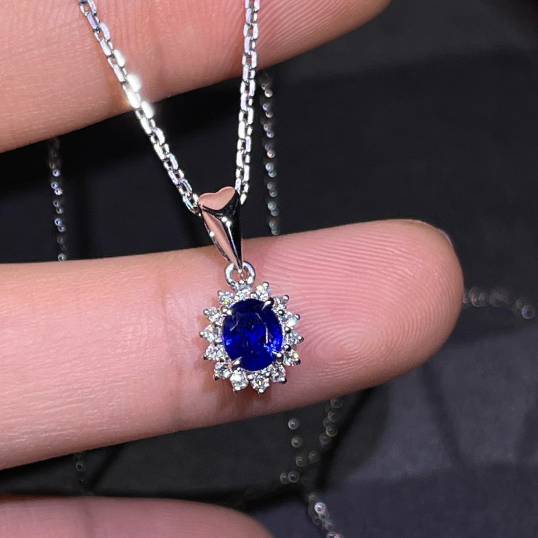 14k Gold 0.75 Ctw Natural Sapphire & Diamond Pendant( Without Chain ) - 3