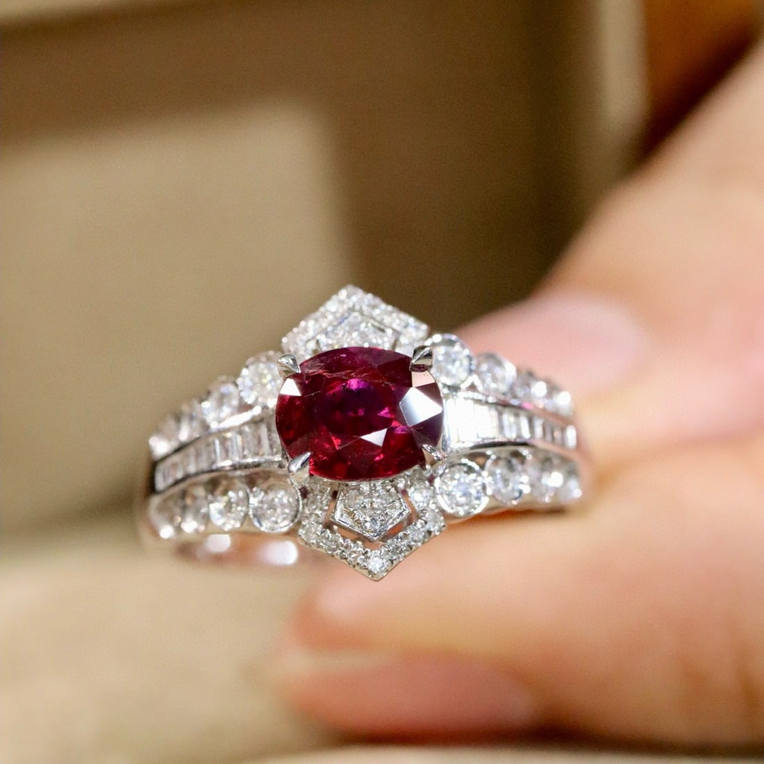14k Gold 1.44 Ctw Natural Ruby & Diamond Ring (1 of 6)