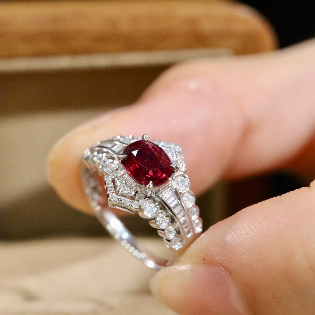 14k Gold 1.44 Ctw Natural Ruby & Diamond Ring - 2