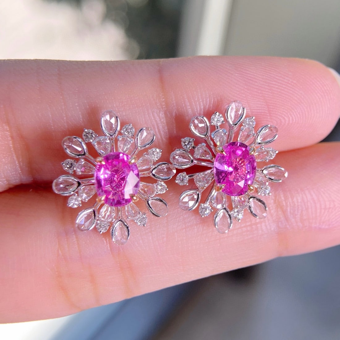 14k Gold 3.05 Ctw Natural Sapphire & Diamond Earrings - 2