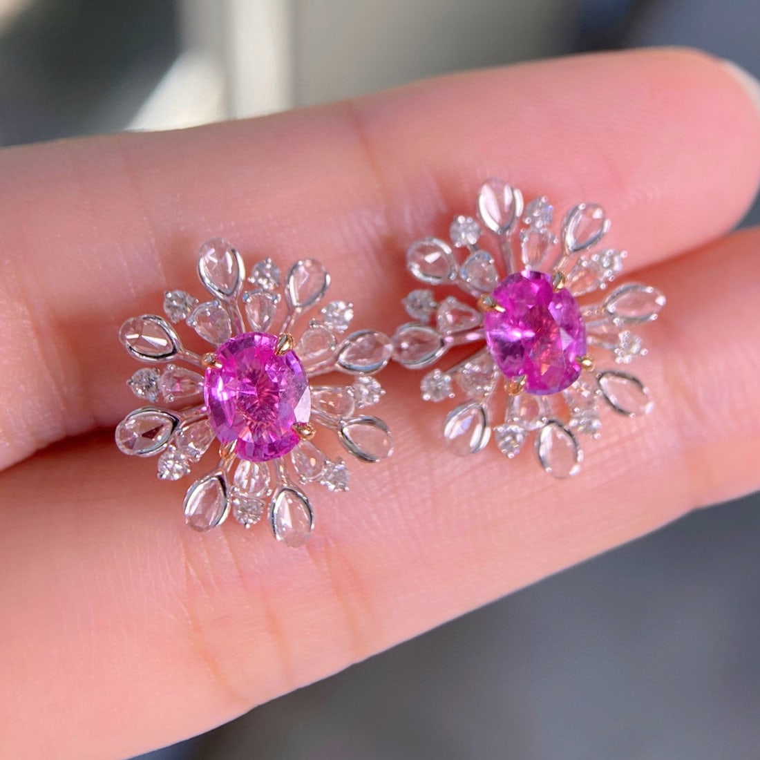 14k Gold 3.05 Ctw Natural Sapphire & Diamond Earrings - 3