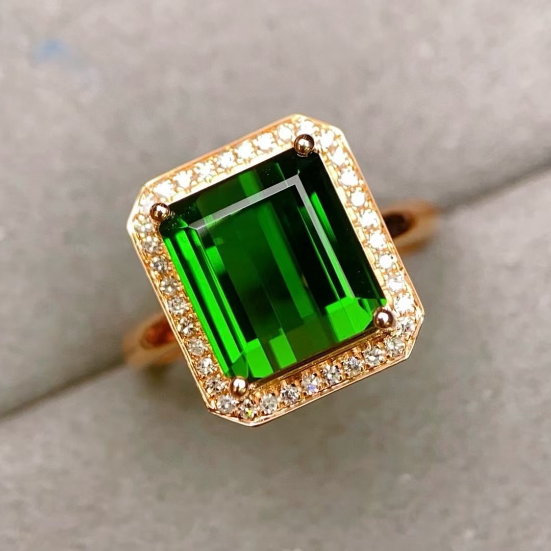 14k Gold 6.08 Ctw Natural Tourmaline & Diamond Ring - 5