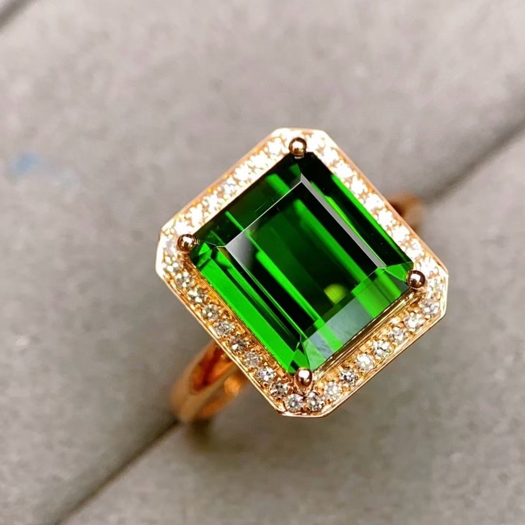 14k Gold 6.08 Ctw Natural Tourmaline & Diamond Ring - 6
