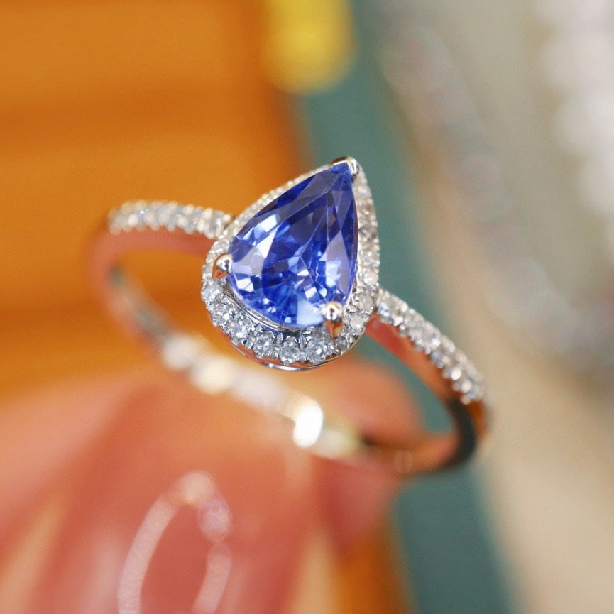 14k Gold 1.40 Ctw Natural Sapphire & Diamond Ring - 4