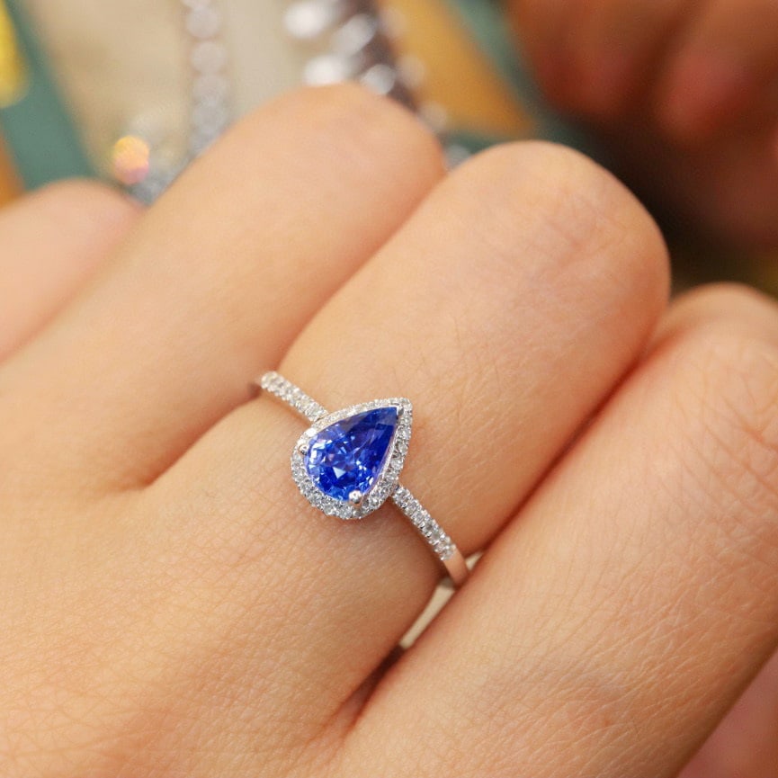 14k Gold 1.40 Ctw Natural Sapphire & Diamond Ring - 6