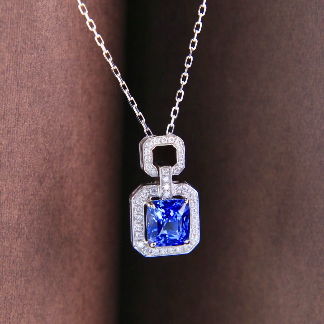 14k Gold 1.22 Ctw Natural Sapphire & Diamond Pendant( Without Chain ) - 2