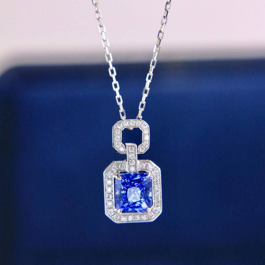 14k Gold 1.22 Ctw Natural Sapphire & Diamond Pendant( Without Chain ) - 3