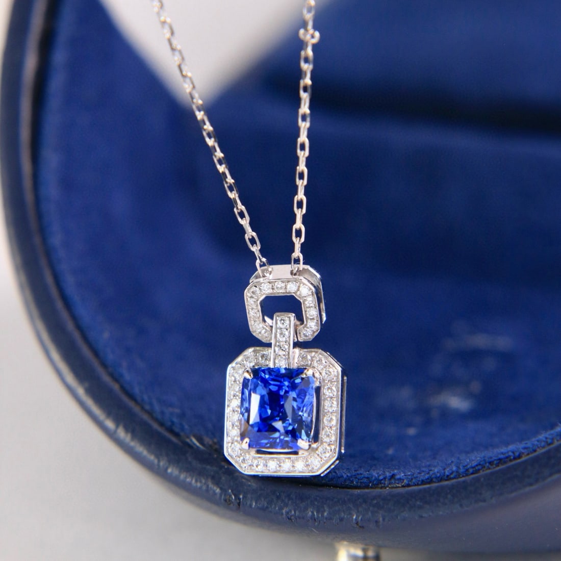 14k Gold 1.22 Ctw Natural Sapphire & Diamond Pendant( Without Chain ) - 5