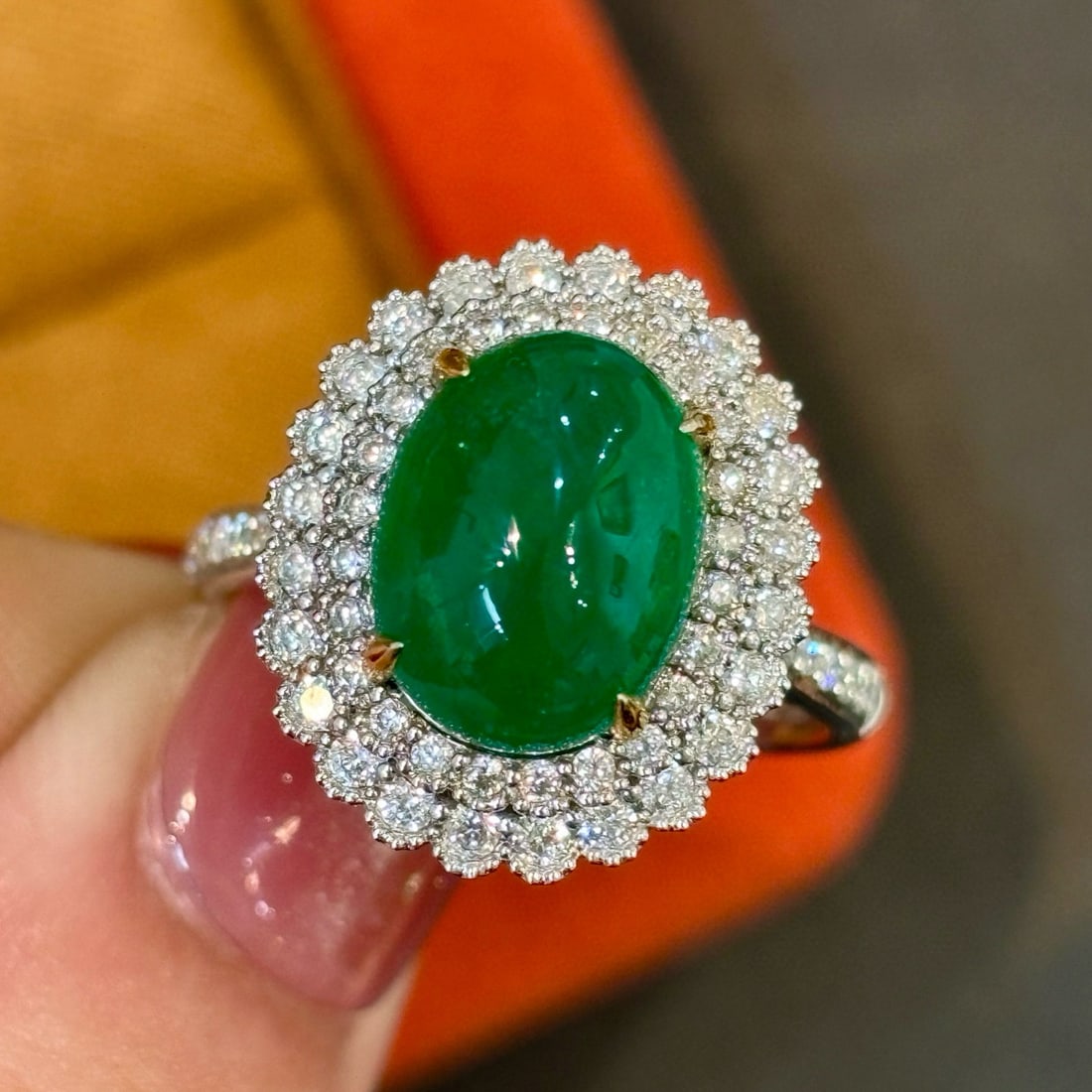 14k Gold 5.26 Ct Natural Emerald & Diamond Ring/pendant( Without Chain ): Ref:230992354 // gold content:14k gold // ring size:7. 25us // // main gemstone:emerald // shape:oval // carat weight:5. 26ct // color:green // treatment:natural // // adjacent gemstone 2 : diamond