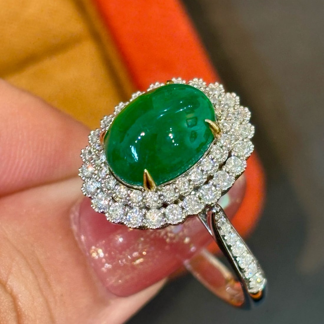 14k Gold 5.26 Ct Natural Emerald & Diamond Ring/pendant( Without Chain ) - 2