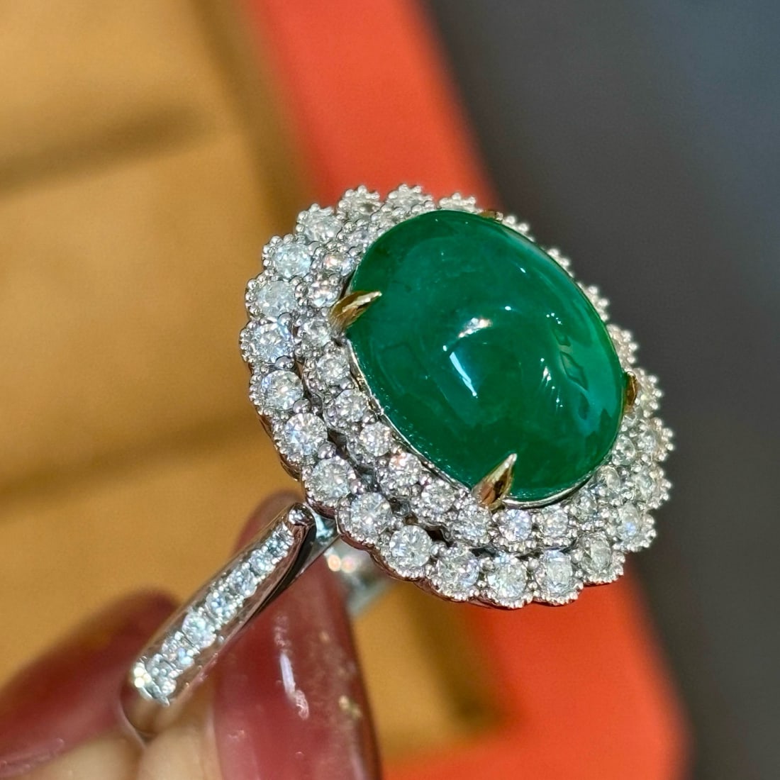 14k Gold 5.26 Ct Natural Emerald & Diamond Ring/pendant( Without Chain ) - 3