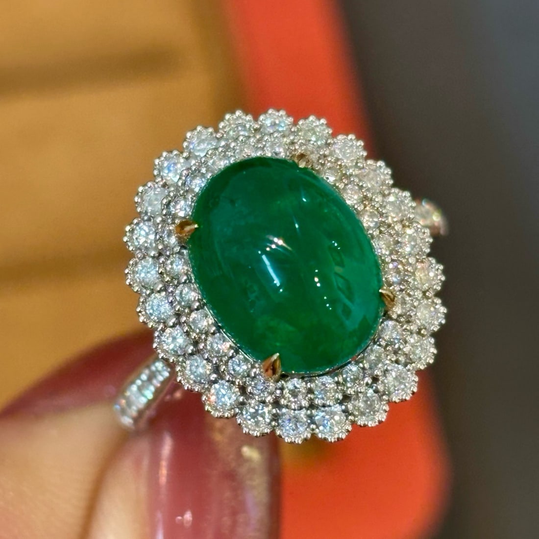 14k Gold 5.26 Ct Natural Emerald & Diamond Ring/pendant( Without Chain ) - 4