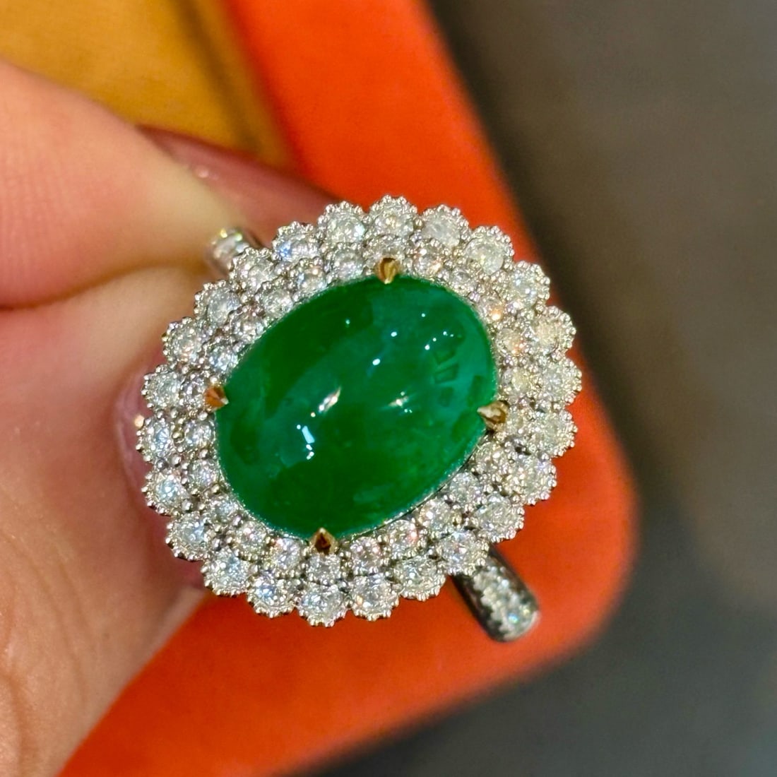 14k Gold 5.26 Ct Natural Emerald & Diamond Ring/pendant( Without Chain ) - 7