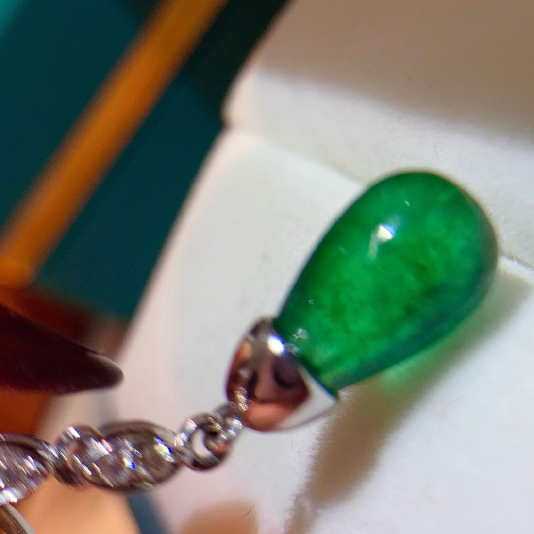 14k Gold 5.00 Ctw Natural Emerald & Diamond Pendant( Without Chain ) - 2