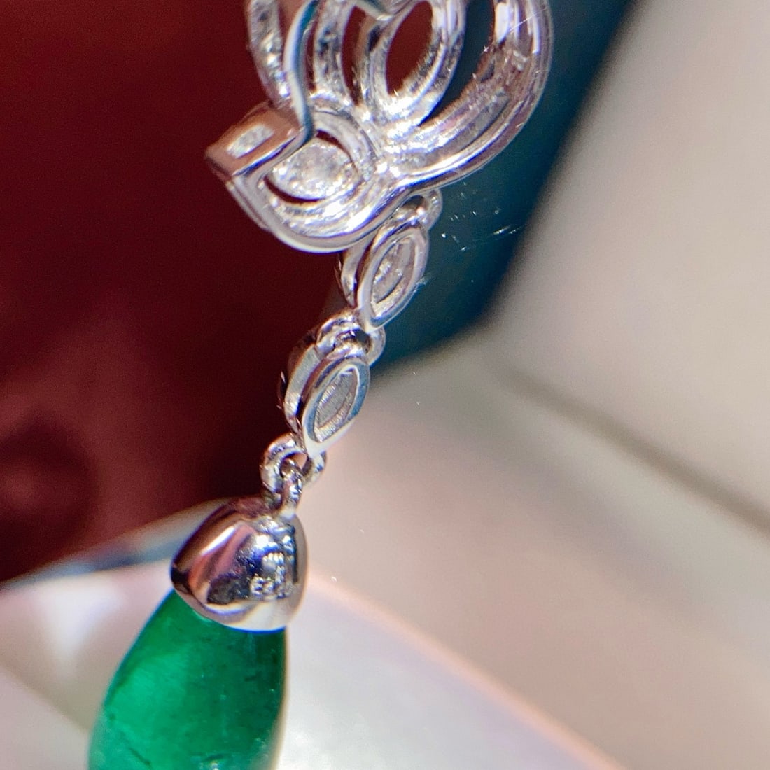 14k Gold 5.00 Ctw Natural Emerald & Diamond Pendant( Without Chain ) - 3