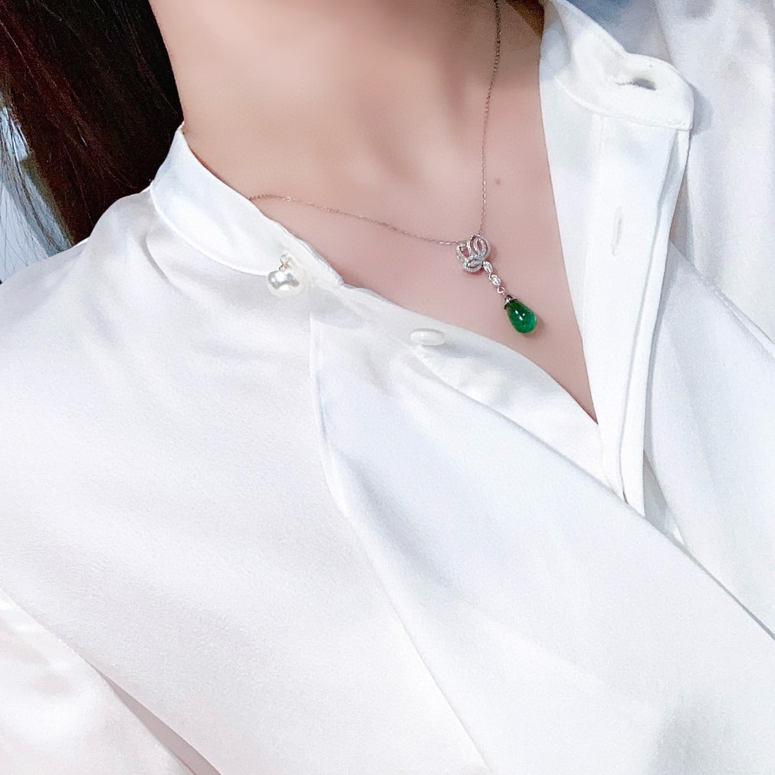 14k Gold 5.00 Ctw Natural Emerald & Diamond Pendant( Without Chain ) - 5