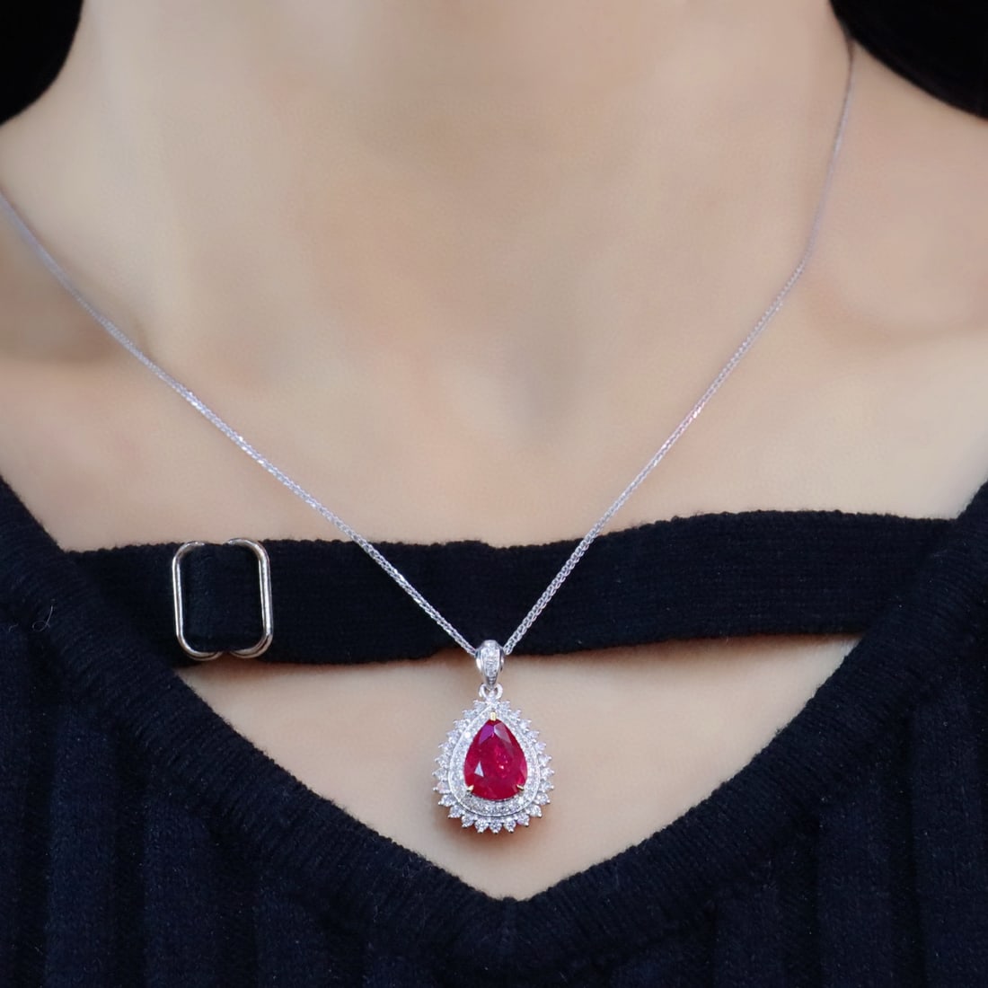 14k Gold 1.41 Ctw Natural Ruby & Diamond Pendant( Without Chain ) - 3