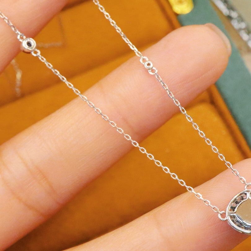 14k Gold 1.09 Ctw Natural Sapphire & Diamond Necklace - 5
