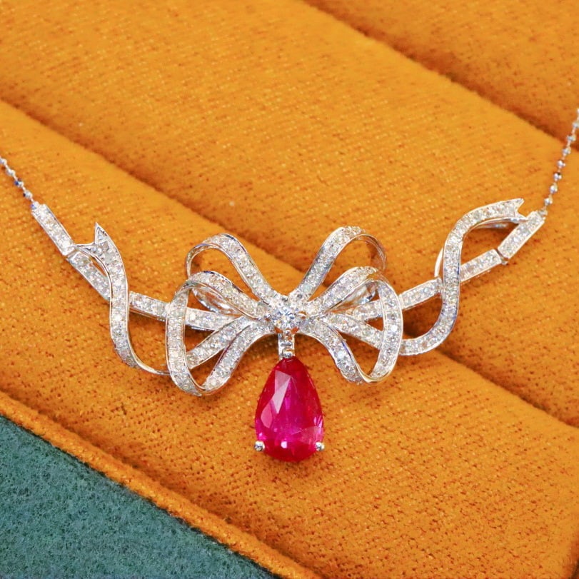 14k Gold 1.09 Ctw Natural Sapphire & Diamond Necklace - 7