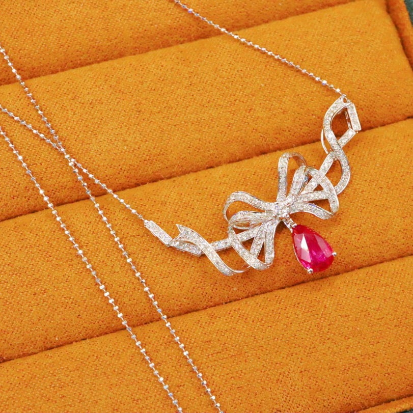14k Gold 1.09 Ctw Natural Sapphire & Diamond Necklace - 8