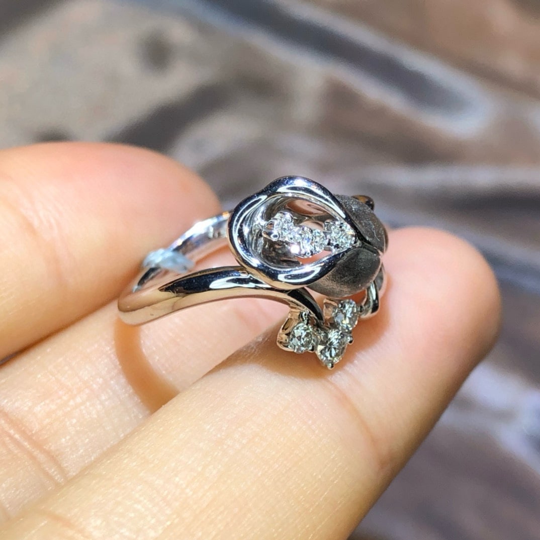14k Gold 0.21 Ct Natural H Diamond Ring - 5