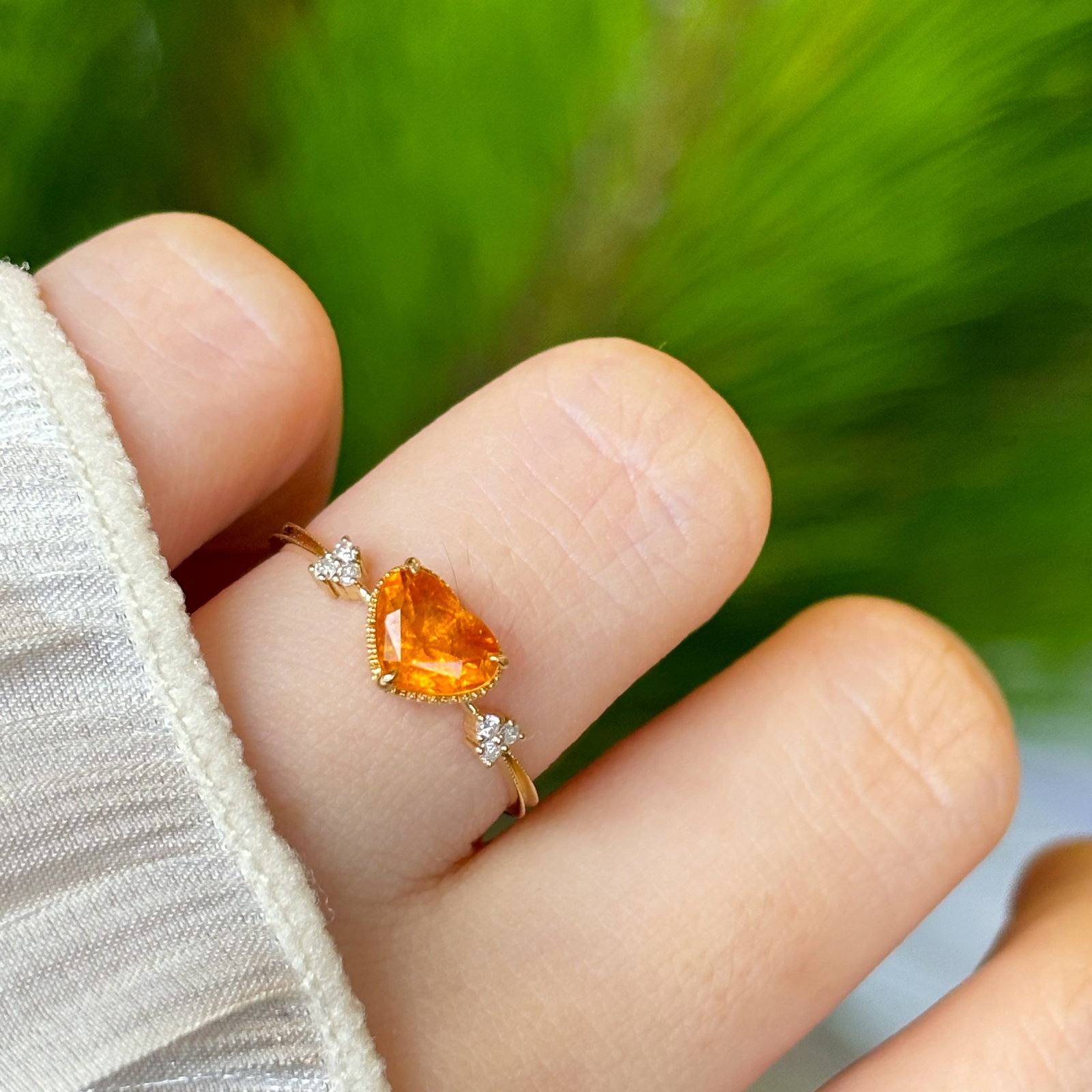14k Gold 1.1 Ct Natural Spessartine & Diamond Ring - 4