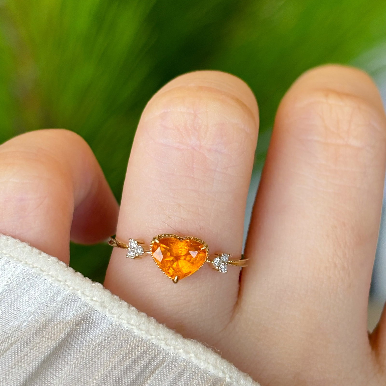 14k Gold 1.1 Ct Natural Spessartine & Diamond Ring - 6