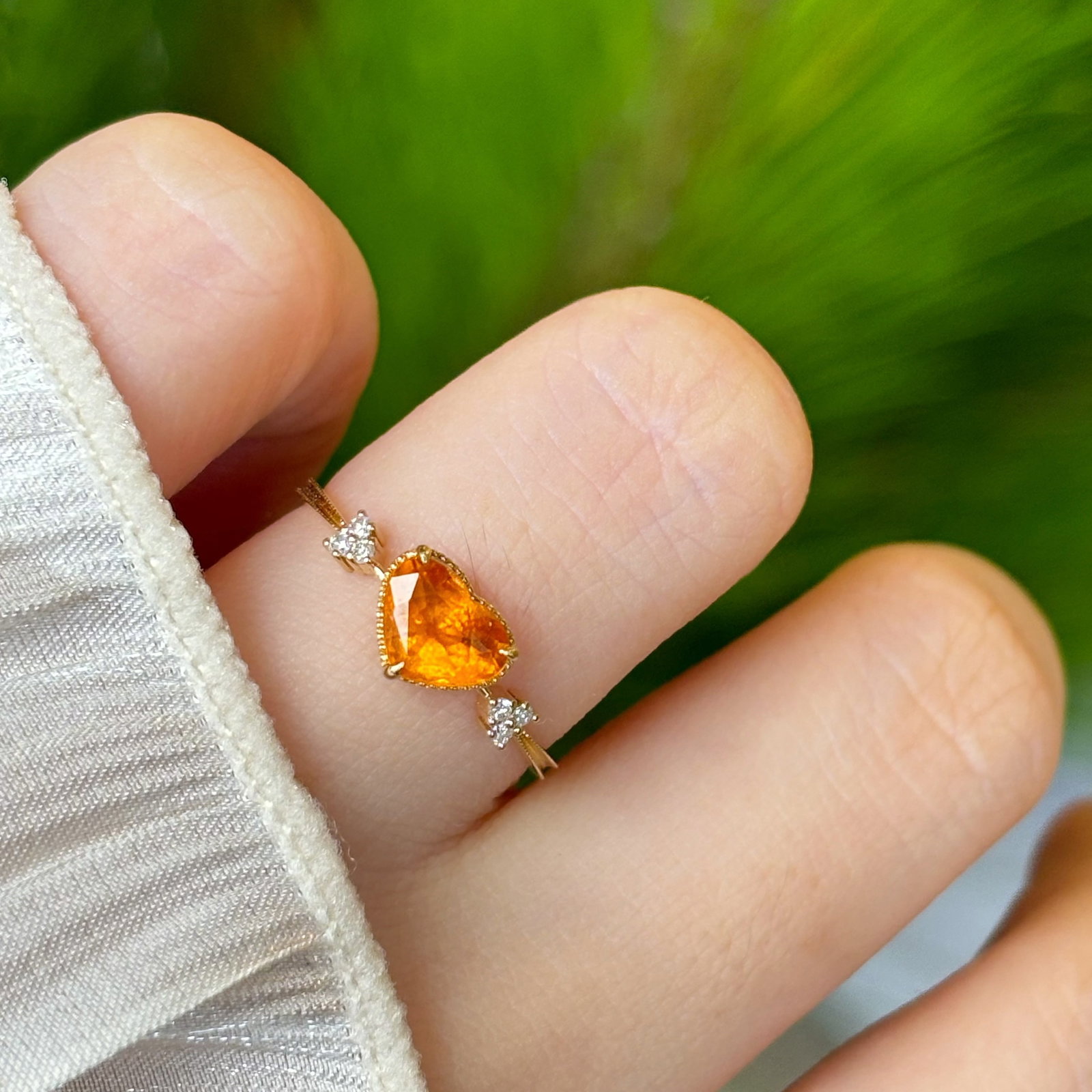 14k Gold 1.1 Ct Natural Spessartine & Diamond Ring - 7