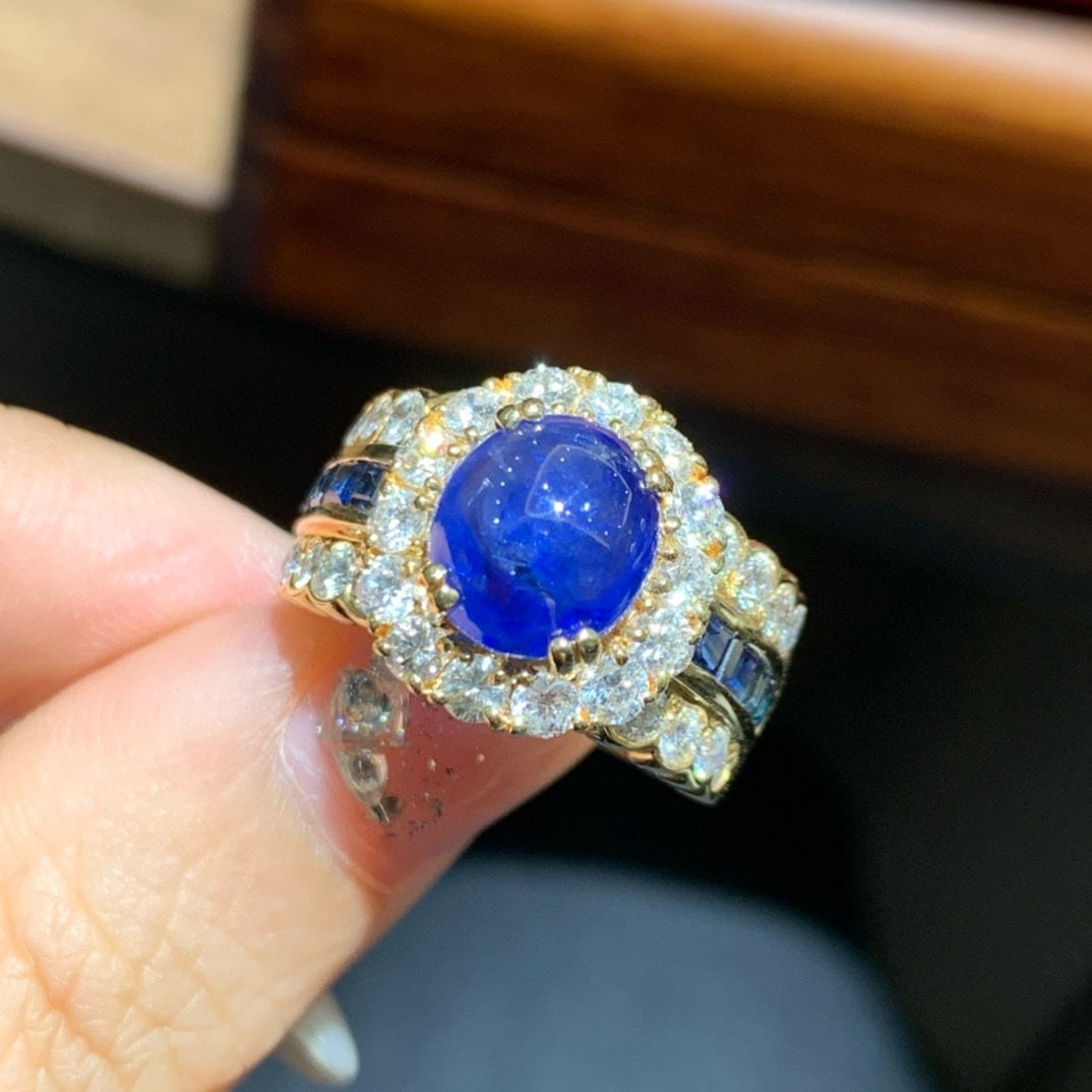 14k Gold 5.92 Ctw Natural Sapphire & Diamond Ring - 2