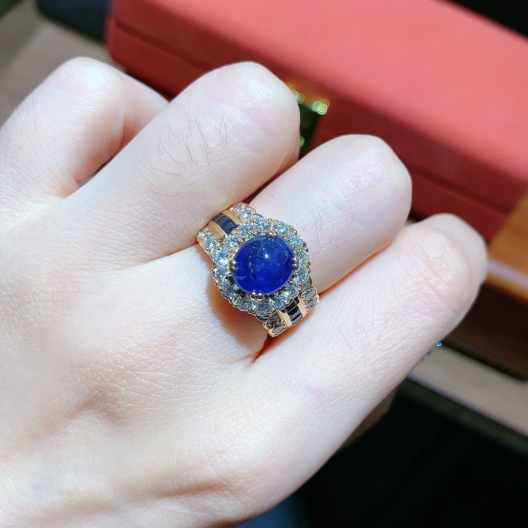 14k Gold 5.92 Ctw Natural Sapphire & Diamond Ring - 3
