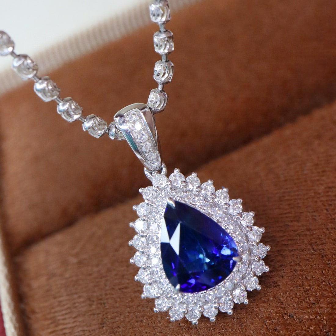 14k Gold 1.78 Ctw Natural Sapphire & Diamond Pendant( Without Chain ) - 2