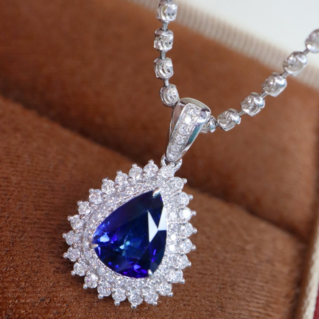 14k Gold 1.78 Ctw Natural Sapphire & Diamond Pendant( Without Chain ) - 4