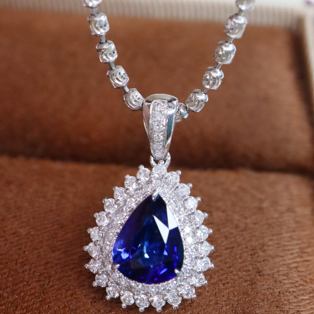 14k Gold 1.78 Ctw Natural Sapphire & Diamond Pendant( Without Chain ) - 5