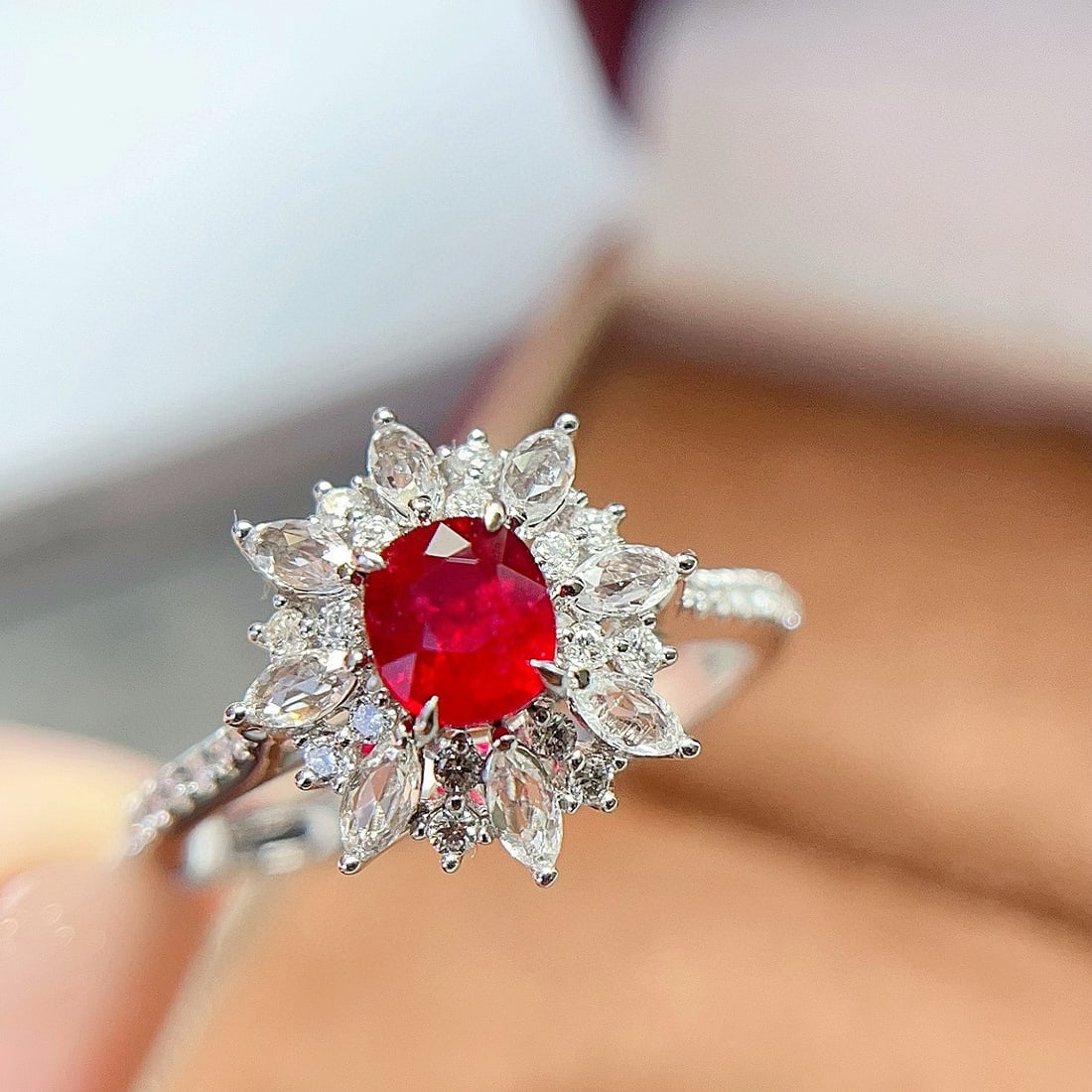 14k Gold 1.27 Ctw Natural Ruby & Diamond Ring: Ref:230992378 // gold content:14k gold // ring size:7. 25us // // main gemstone:ruby // shape:cushion // carat weight:1. 00ct // color:pigeonblood red // treatment:natural // // adjacent gemstone 2 :
