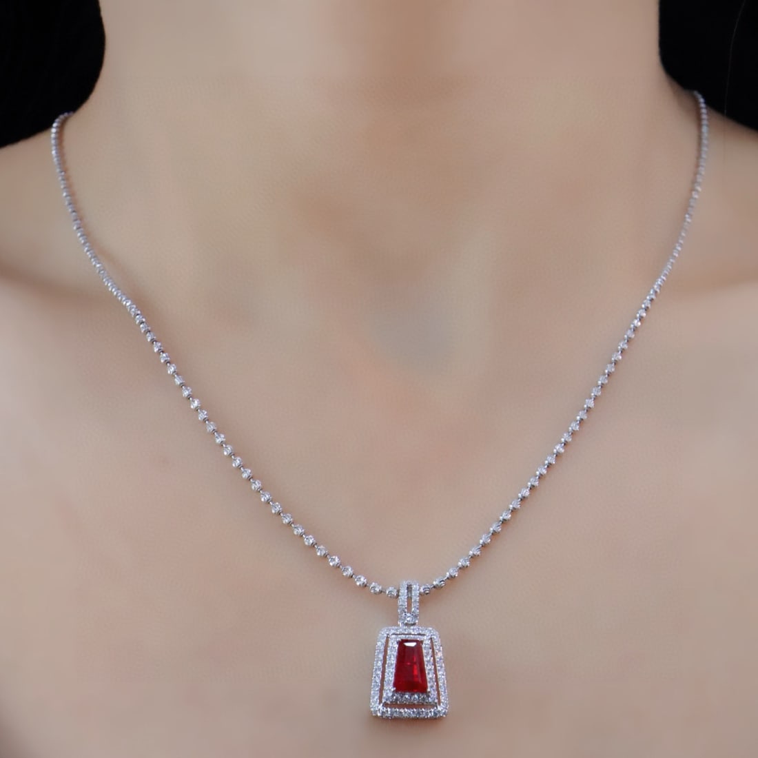 14k Gold 1.37 Ctw Natural Ruby & Diamond Pendant( Without Chain ) - 2