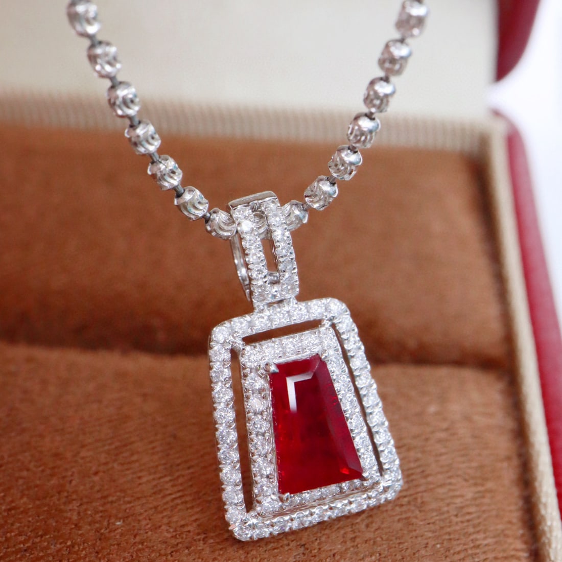 14k Gold 1.37 Ctw Natural Ruby & Diamond Pendant( Without Chain ) - 5