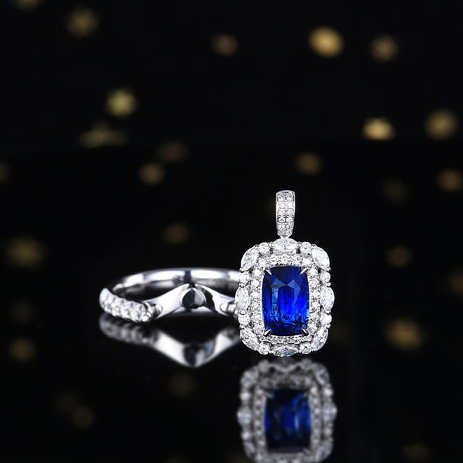 14k Gold 2.68 Ctw Natural Sapphire & Diamond Ring/pendant( Without Chain ) - 2