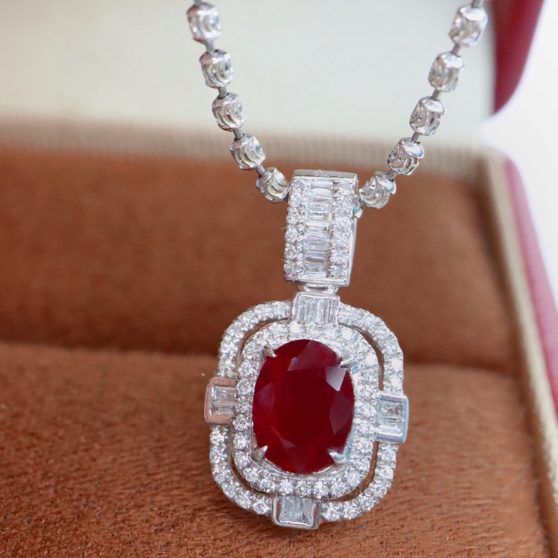 14k Gold 1.55 Ctw Natural Ruby & Diamond Pendant( Without Chain ) - 5