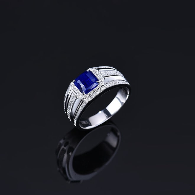 14k Gold 2.71 Ctw Natural Sapphire & Diamond Ring - 4
