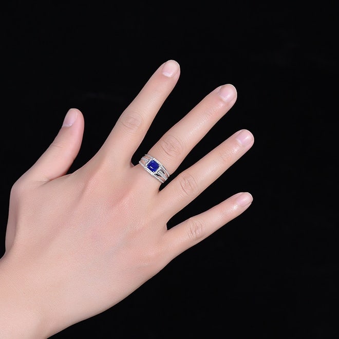 14k Gold 2.71 Ctw Natural Sapphire & Diamond Ring - 5