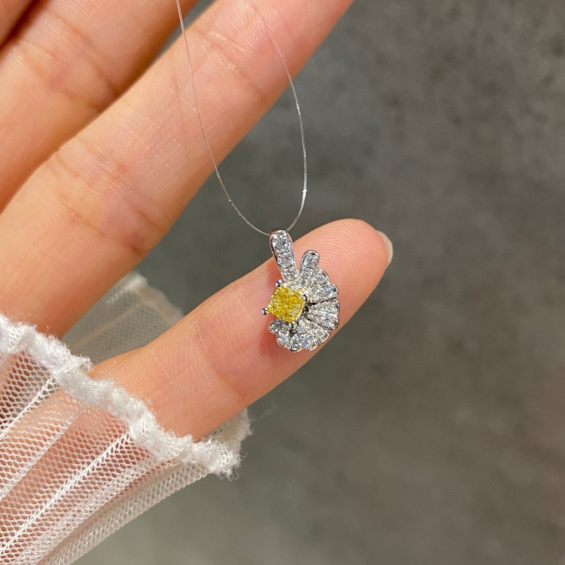 14k Gold 0.37 Ctw Natural Yellow Diamond & Diamond Pendant( Without Chain ): Ref:230992398 // gold content:14k gold // main gemstone:yellow diamond // shape:cushion // carat weight:0. 24ct // color:yellow // treatment:natural // // adjacent gemstone 2 : diamond // shape:round