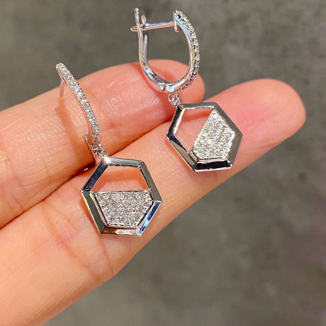14k Gold 0.35 Ct Natural H Diamond Earrings - 2